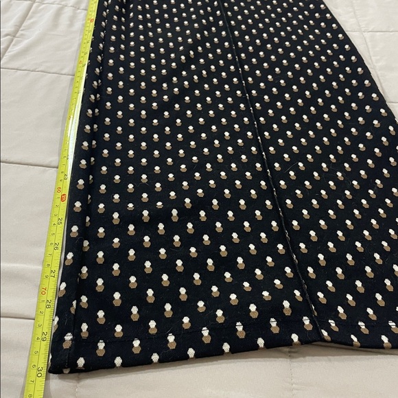 Max Studio London Weekend Black Wide Leg Pants Tan White Pleated Front Large - Picture 9 of 12